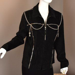 Hand Studded Faux Suede Jacket